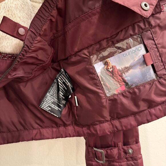 Burton Women’s Maroon Dutchess Insulated Jacket Faux Fur Small Snowboard Coat - Picture 8 of 9